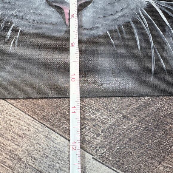 Original Black Cat Painting on Canvas — Yellow Eyes — Signed “J. Smith” - Picture 3 of 5